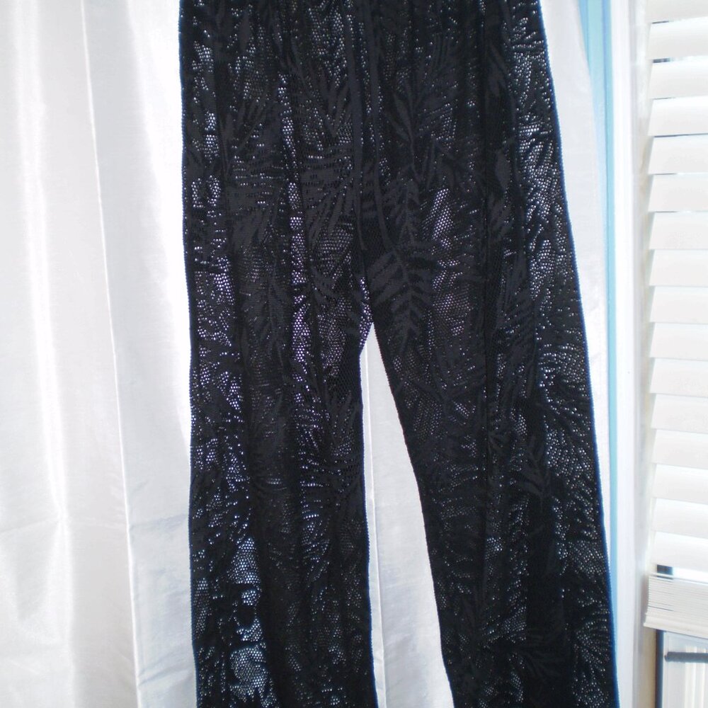 NEW STELLA& ALEXA BLACK MESH SWIM/BEACH COVERUP PANTS SZ 12/14